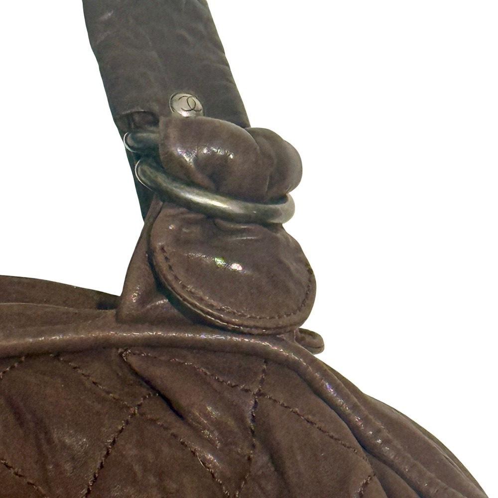 Vintage Chanel Le Marais Bowler Bag Distressed Quilted Lambskin Luxury Purse Y2K - Picture 16 of 16